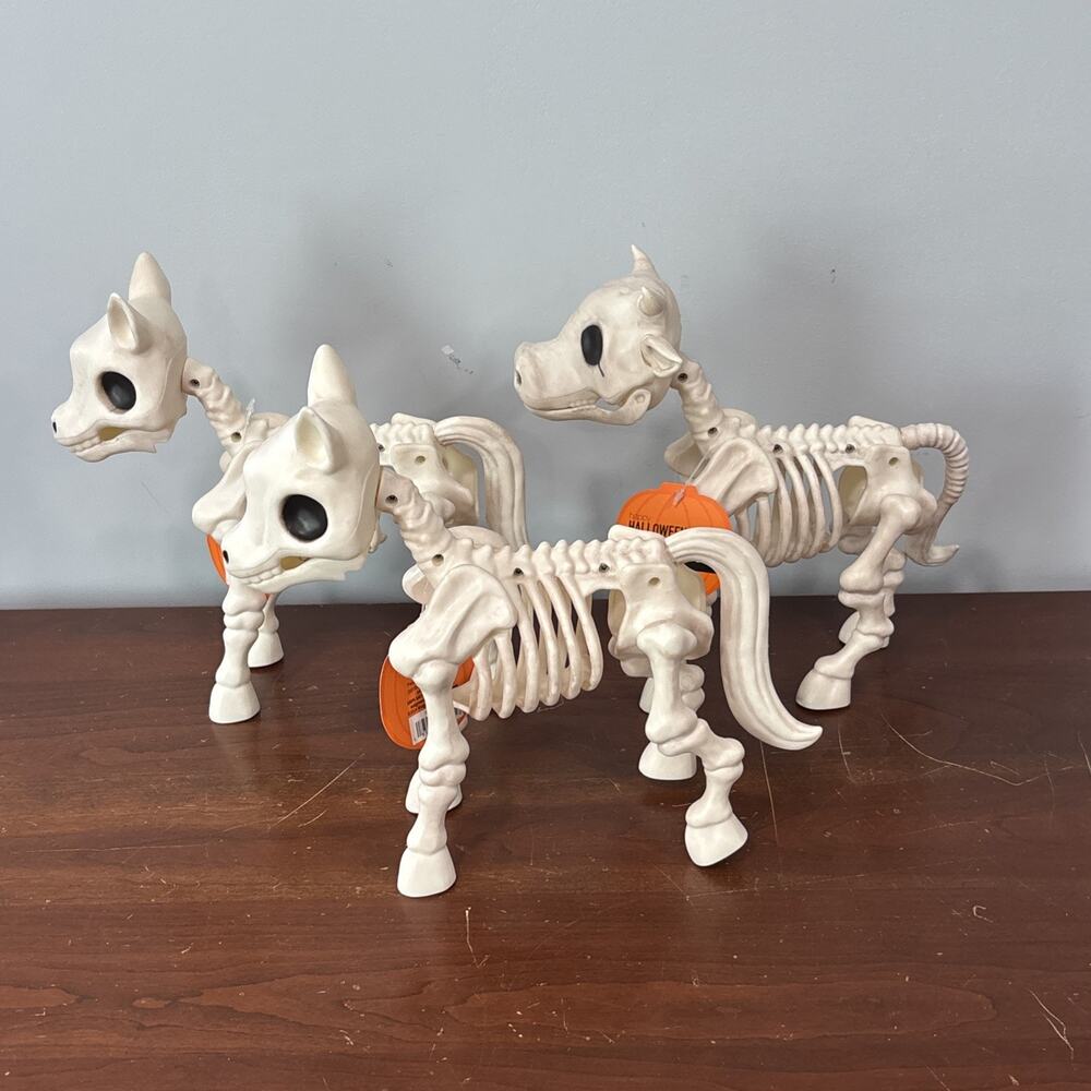 Happy Halloween Plastic Skeletons Skeleton Pony Cow Farm Animals Lot Decor Yard - Picture 2 of 8